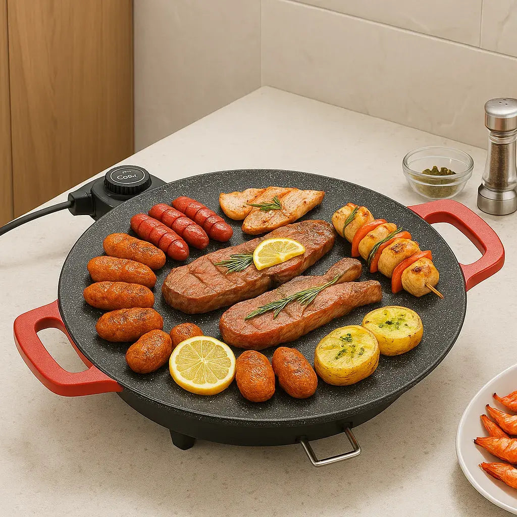 Sartén redonda coreana electrica para parrilla👩🏼‍🍳