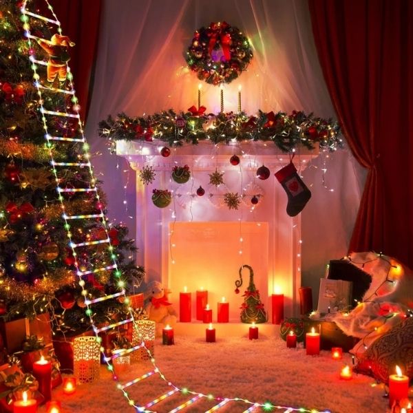 Escalera Led Navideña con Papá Noel