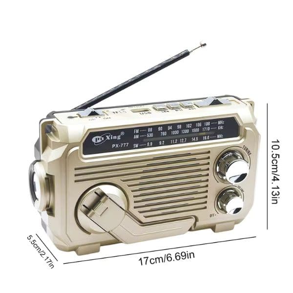 Radio portatil con panel solar | Sincroniza bandas AM/FM/SW