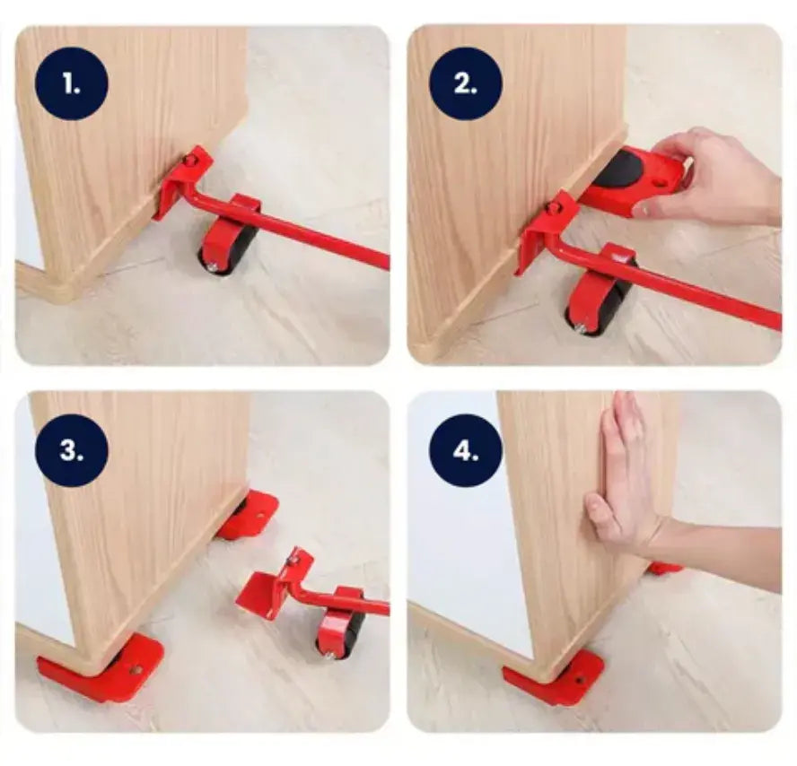 RollEasy™️ Kit levantador de muebles| 4 bases con 32 ruedas + levantador