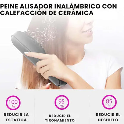 Peine inalámbrico calefacción de cerámica | Alisa y elimina el frizz