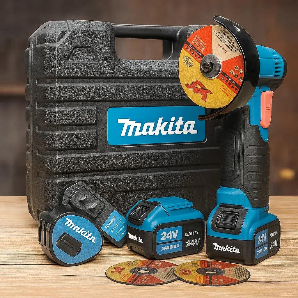 Kit Mini amoladora Makita®️ de 24 V con 2 discos de corte + 2 baterias