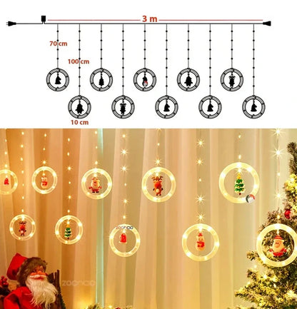 Cortina LED Cálida 3M De Aros navideños | Oferta de Black Friday 🔥