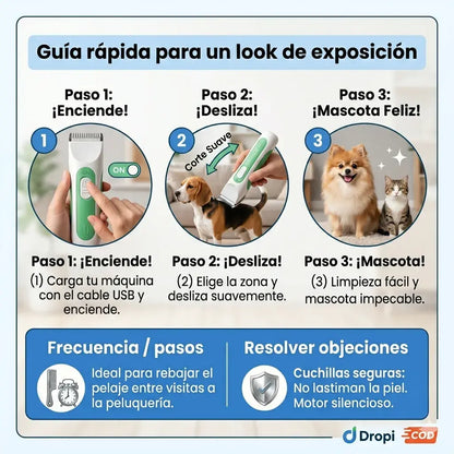 Maquina recortadora de pelo con cabezales intercambiables para el Cuidado de las patas y zonas sensibles 🐾