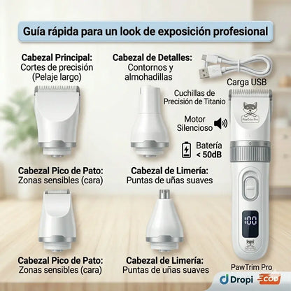 Maquina recortadora de pelo con cabezales intercambiables para el Cuidado de las patas y zonas sensibles 🐾