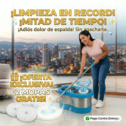 Trapeador Giratorio multifuncional + 🎁 2 mopas gratis